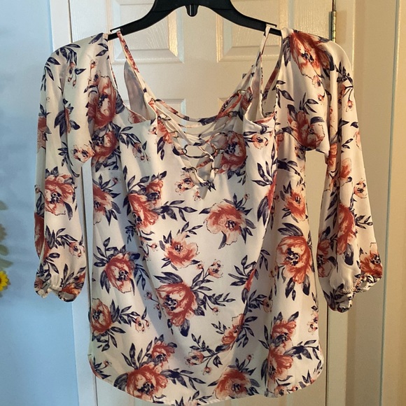 Charlotte Russe Tops - Cold Shoulder Floral Blouse